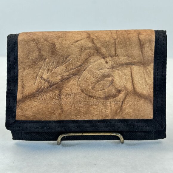 Vintage NASCAR #6 Mark Martin Leather Nylon Trifold Wallet Hook Loop Closure - Picture 1 of 11